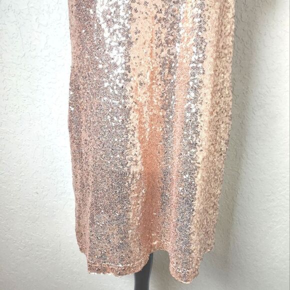 In Loom Baltic Born Rose Gold Sequin Shift Mini Dress Size L New - Picture 6 of 10